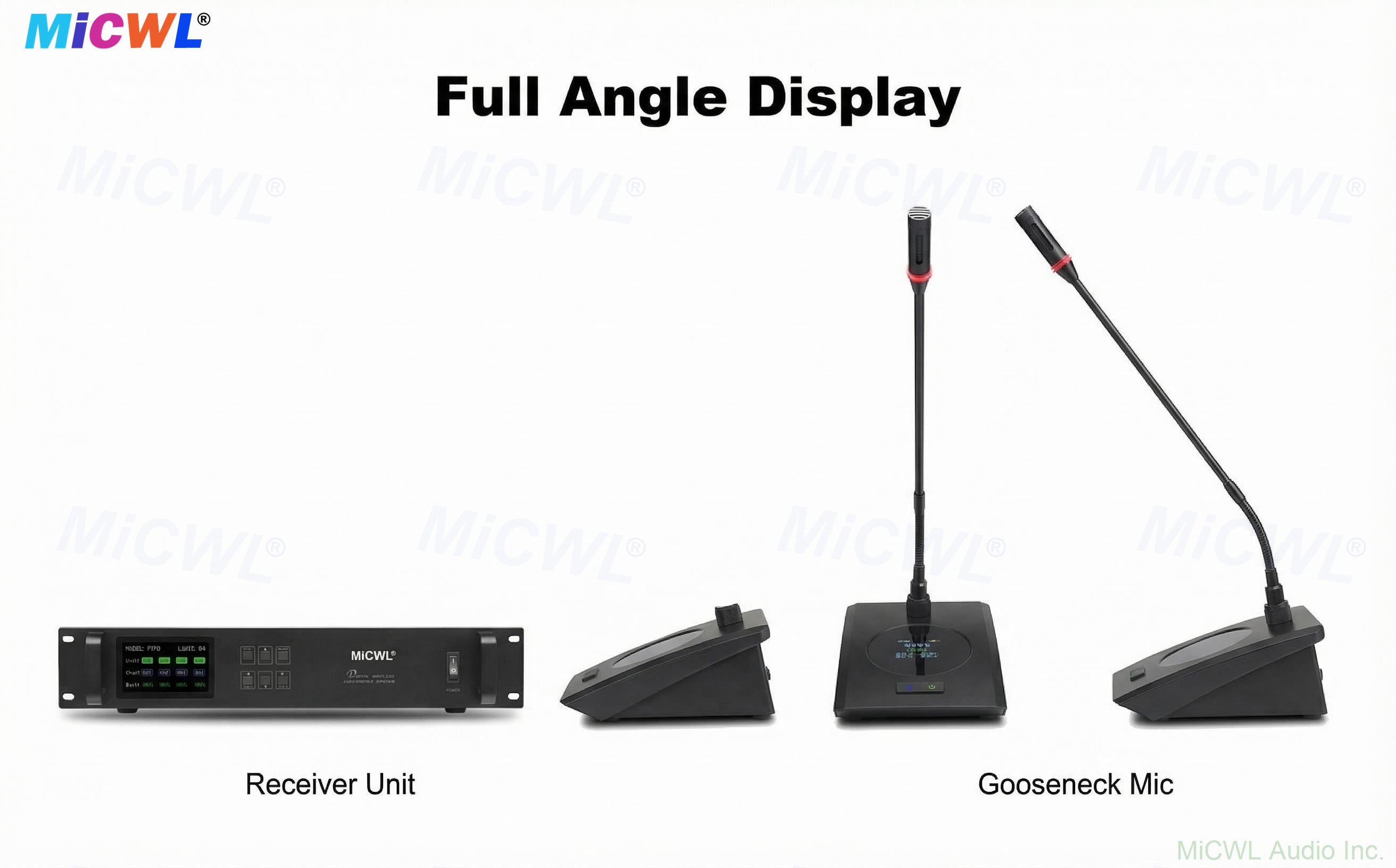 MiCWL A10M Digital Wireless Conference Microphone System Expandable 20 Mics Gooseneck Desktop Mics for Large Meetings Classroom Government Conferences