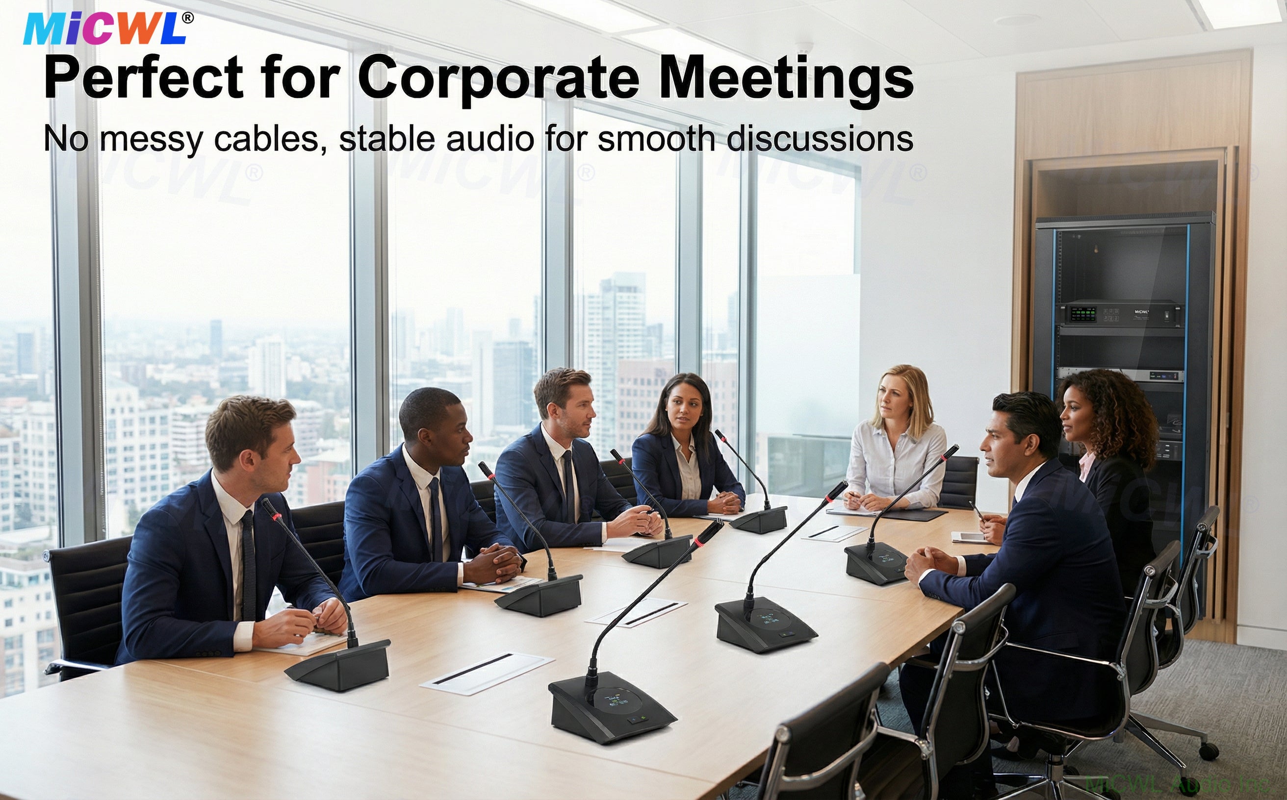 MiCWL A10M Digital Wireless Conference Microphone System Expandable 20 Mics Gooseneck Desktop Mics for Large Meetings Classroom Government Conferences