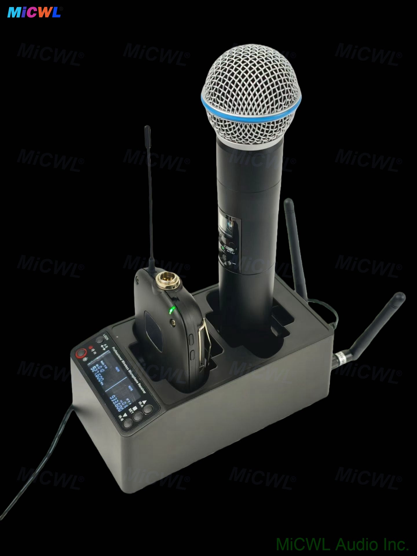 Rechargeable SLXD24 Beta58 Dual Handheld Digital Wireless Microphone System UHF Mic for Stage Performance, Karaoke, Party & Live Events Lapel Headset Bodypack Charging