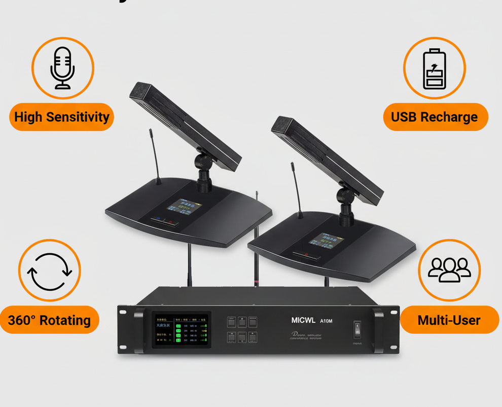 MiCWL Rechargeable Digital Wireless Conference Microphone – High-Sensitivity Desktop Mic for Meetings, USB-C Charging, Long Battery Life, Ideal for Government & Corporate Conference Rooms (Small/Medium/Large)