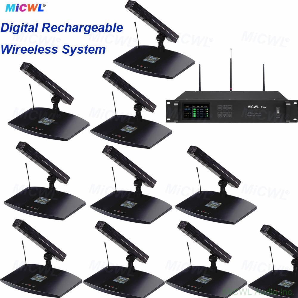 MiCWL A105 10pcs Rechargeable Digital Wireless Microphone System for Stage Performance – USB-C Charging Multi-Person Use for Concerts Parties Live Events UHF Anti-Interference