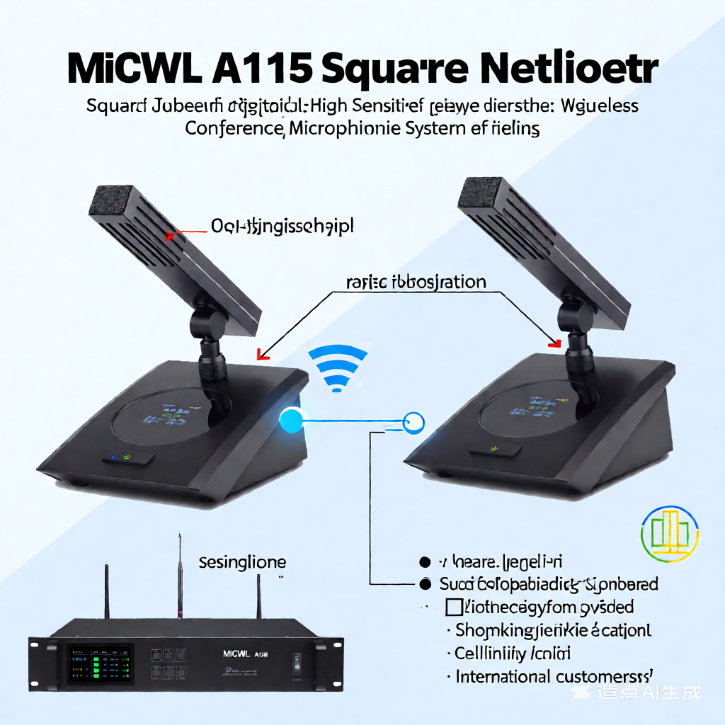 Wireless 16 Table Microphones Square Digital Conference System with 16Pcs Desktop Meeting Table High Sensitivity MiCWL A115