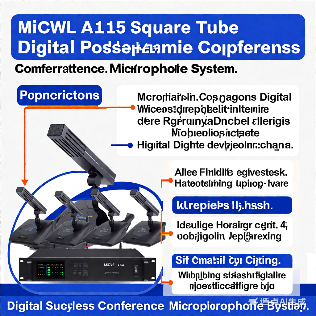 Wireless 16 Table Microphones Square Digital Conference System with 16Pcs Desktop Meeting Table High Sensitivity MiCWL A115