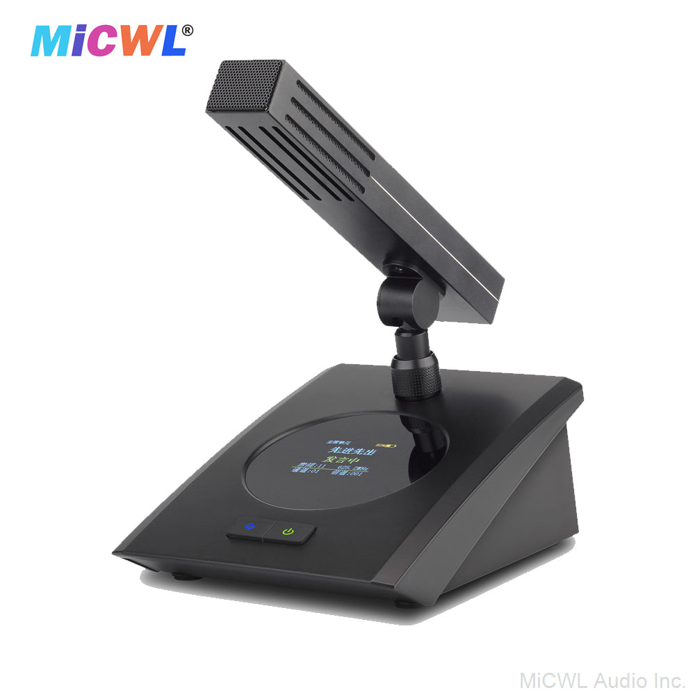 MiCWL A115 Wireless Table Microphones 6pcs Square Desktop Digital Conference System with Chair/Delegate Options & 2U Receiver