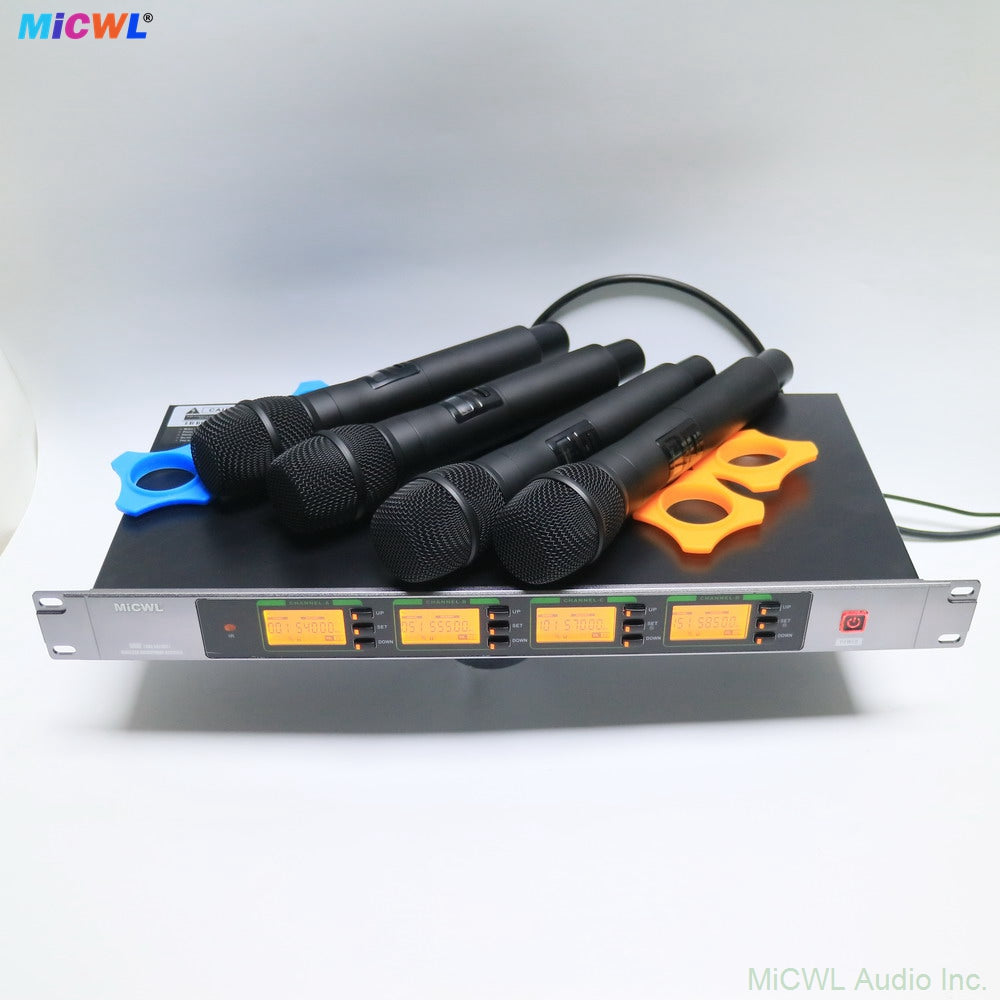 ULXD4Q 400-Channel Digital Wireless Mic System 4x SKM9000 Handhelds and KSM9 Capsules Pro Stage Church School Karaoke & Live Streaming – AES256 Encryption <2ms Latency Dual-Diaphragm Dynamic Mics