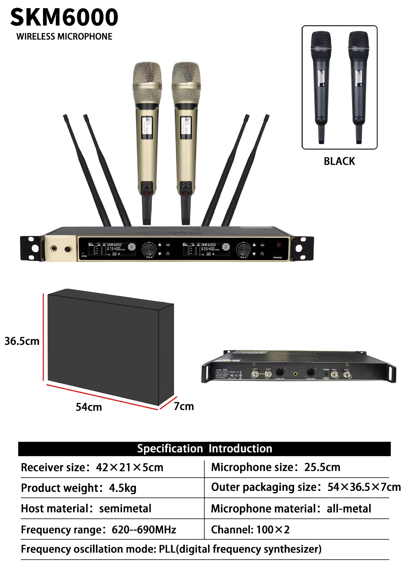 Digital 6000 Wireless Microphone System SKM6000 Handheld Transmitter 2x100 Channel