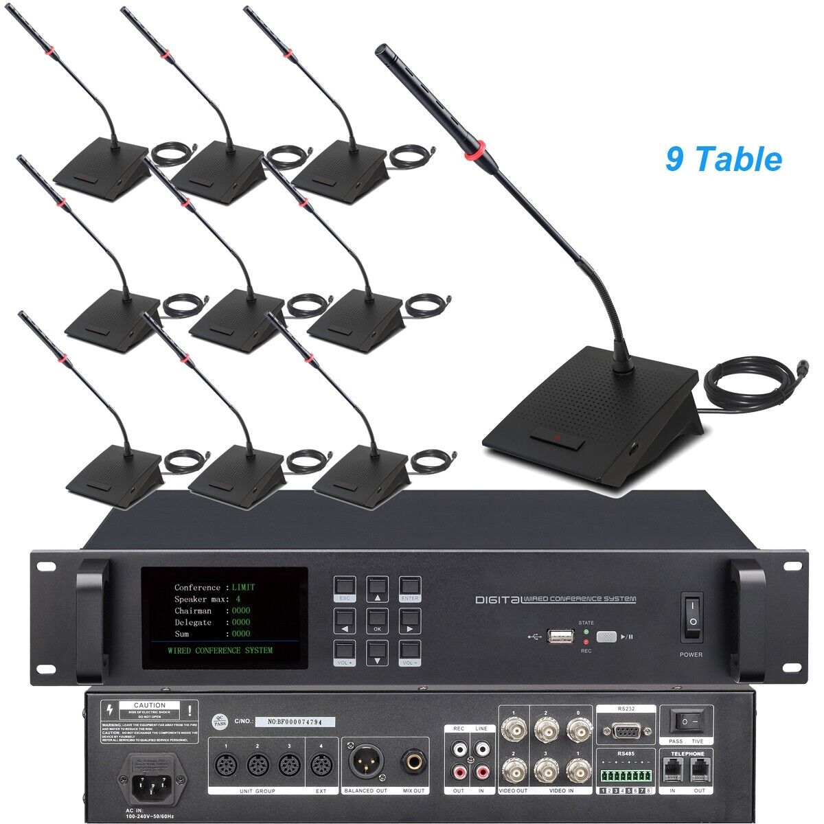 MiCWL 9 Table Digital Microphone Conference System A450M Video Built-in Speaker - MiCWL Audio Inc