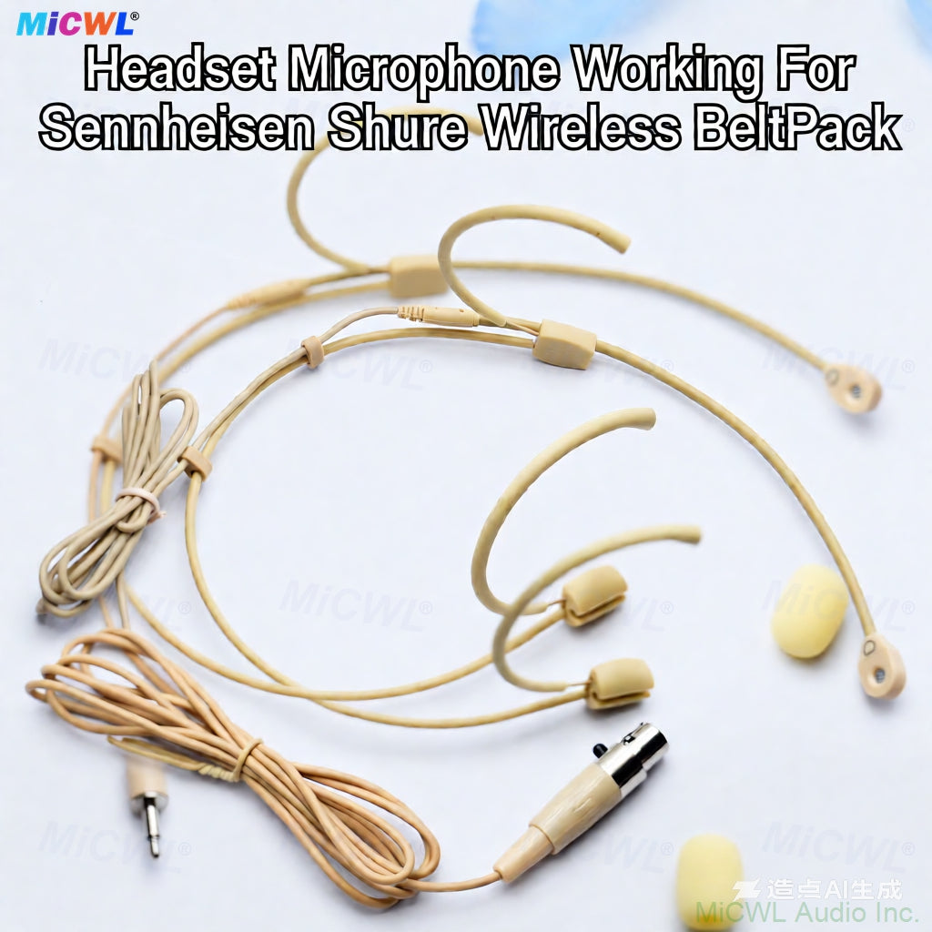 Beta-CC Skin Tone Headset Microphone with Cardioid Pickup – Compatible with Shure, Sennheiser, AKG Wireless Bodypacks | TA4F Mini 4Pin/3Pin & 3.5mm Locking Connector