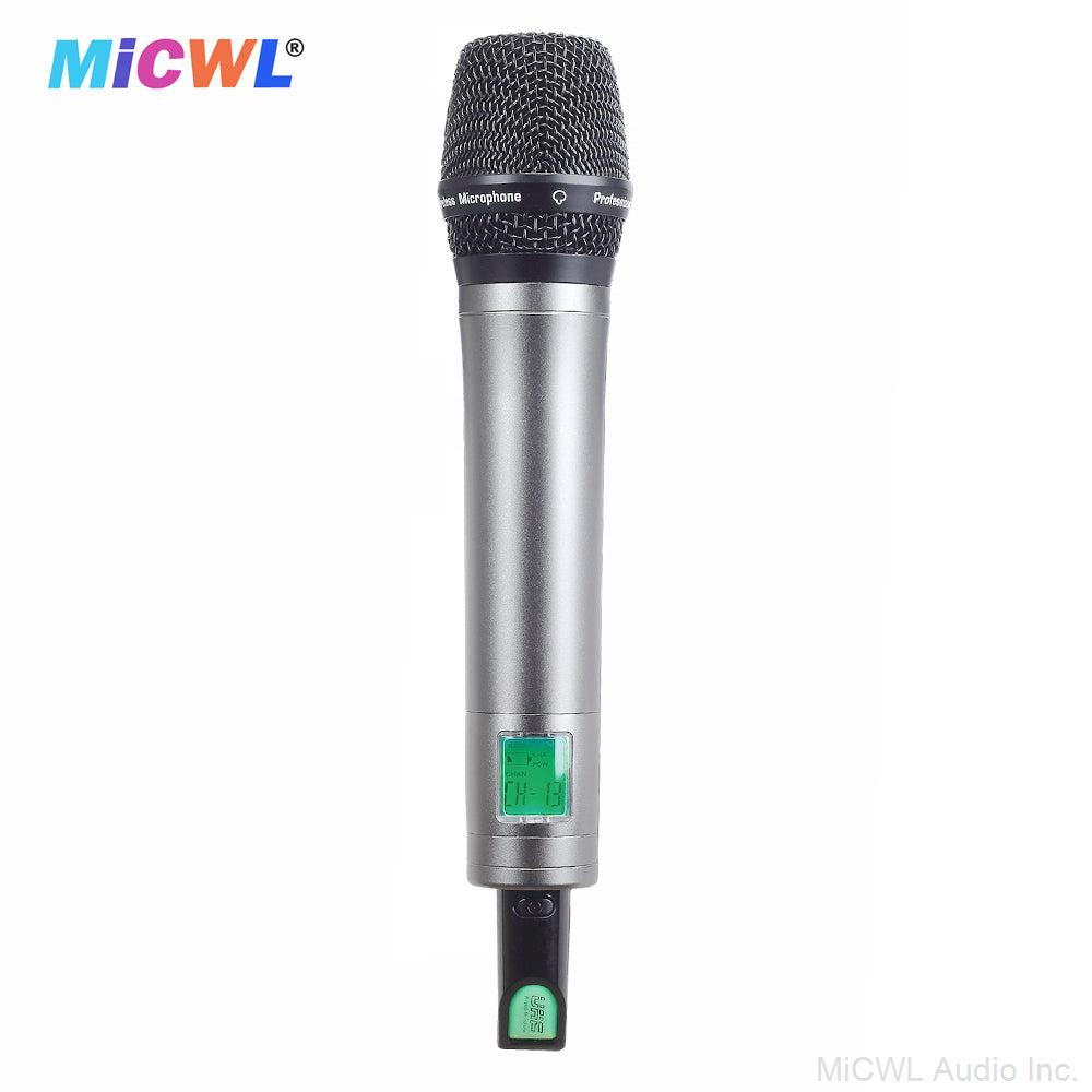 Professional 4-Channel Digital Wireless Microphone System - Metal Handheld Mics, 4 Mics Simultaneous Operation, Anti-Interference, Long Range for Stage Performance, Karaoke, Speech, Meeting, Church, Party MiCWL D700-4Hand