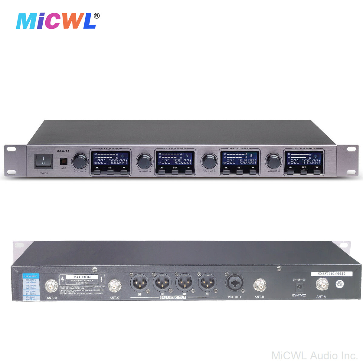 Professional 4-Channel Digital Wireless Microphone System - Metal Handheld Mics, 4 Mics Simultaneous Operation, Anti-Interference, Long Range for Stage Performance, Karaoke, Speech, Meeting, Church, Party MiCWL D700-4Hand