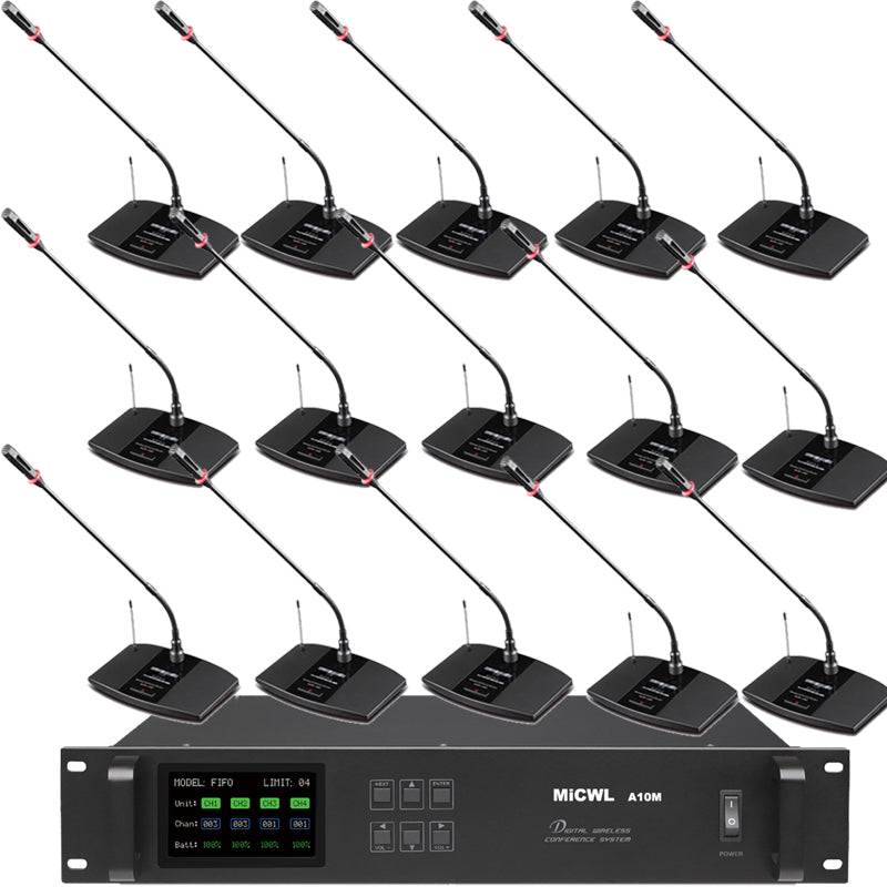 MiCWL USB Rechargeable Digital Wireless Conference Microphone System with 16 Flexible Gooseneck – Professional Meeting Room Mic for Press Conferences, Government Briefings & Corporate Events A106