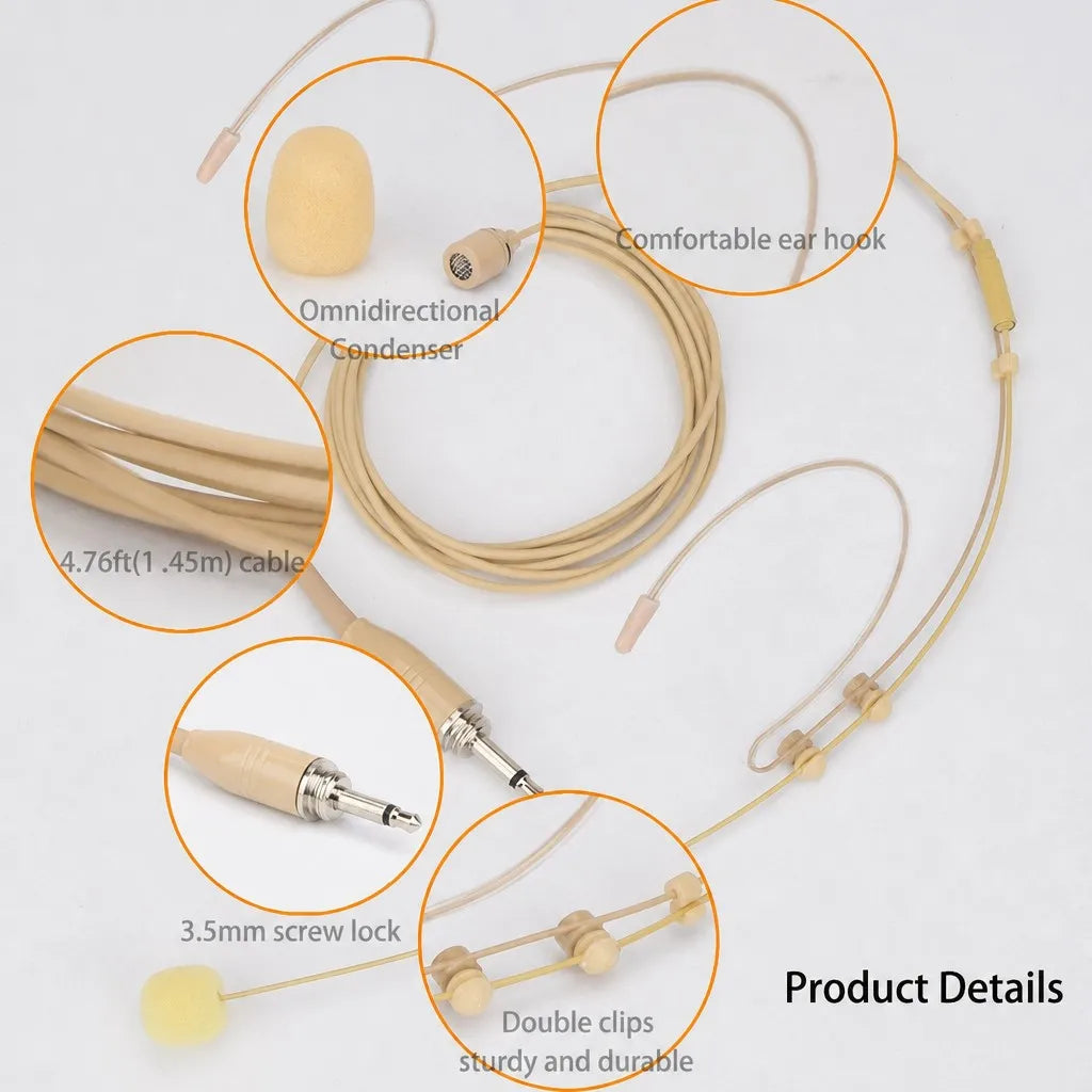 Skin-Tone Dual Ear Headset Mic 3.5mm