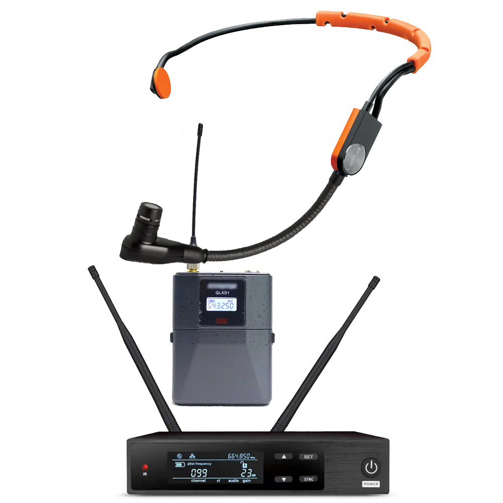Axint QLXD14 with SM35 Headset Wireless Microphone System Cardioid Capsule Core QLXD1 BodyPack QLXD4 Receiver