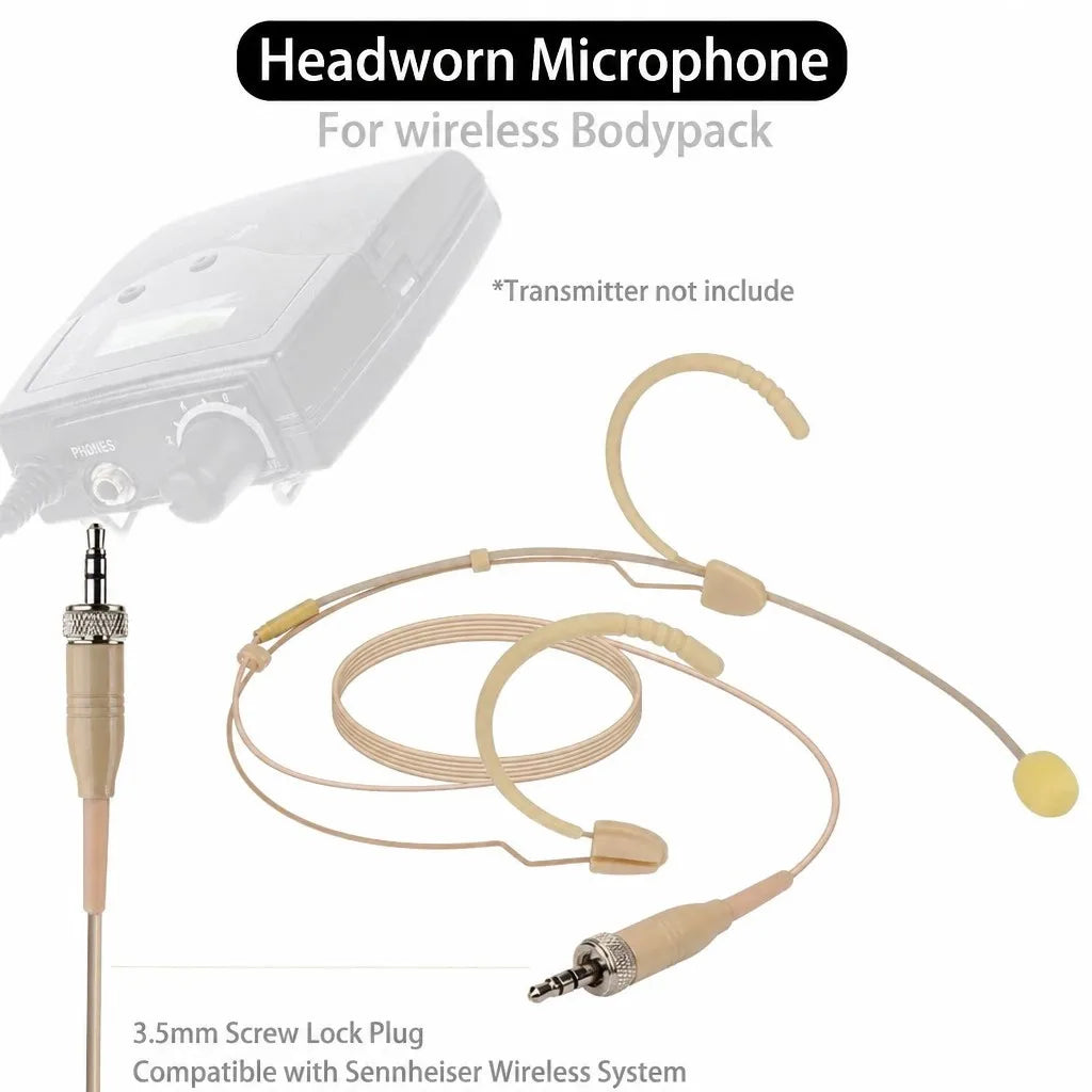 Skin-Tone Dual Ear Headset Mic 3.5mm