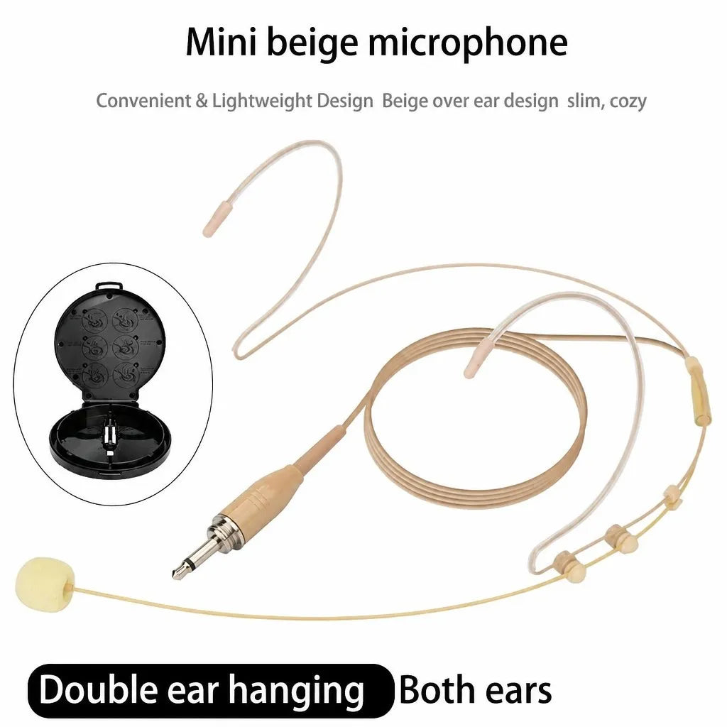Skin-Tone Dual Ear Headset Mic 3.5mm
