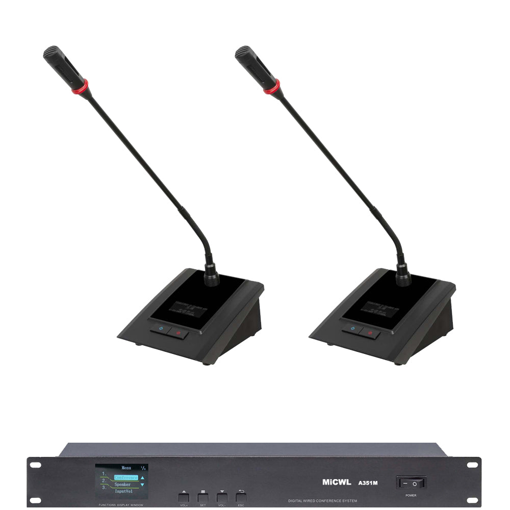 MICWL A351M-T12 12pcs Discussing Meeting room Wired Conference System 1 Chairman 11 Delegate Classical MIC Max. 255 unit