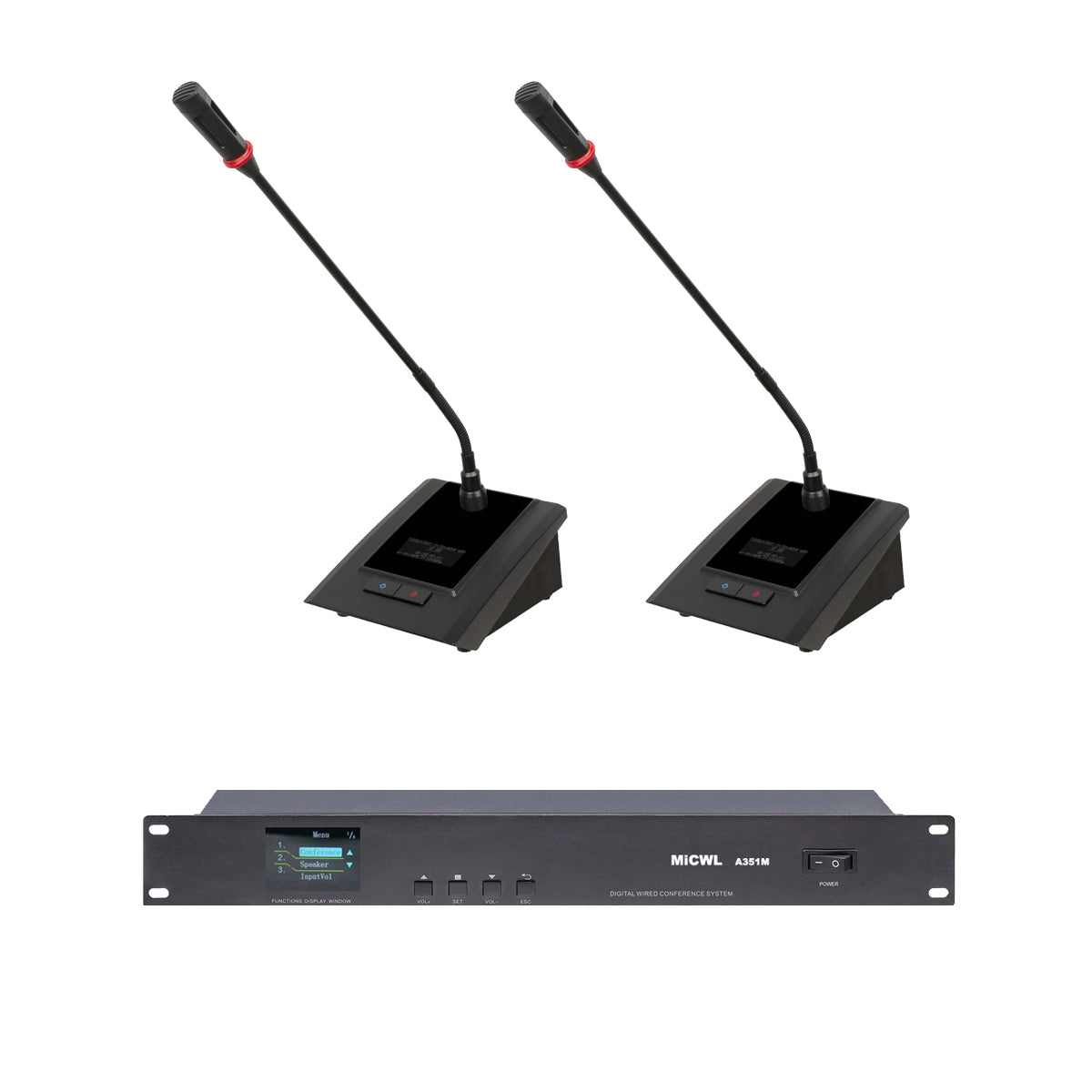 MiCWL Audio A3519 Digital Wired Conference System | Chairman & Delegate Gooseneck Microphones for Corporate Board Rooms