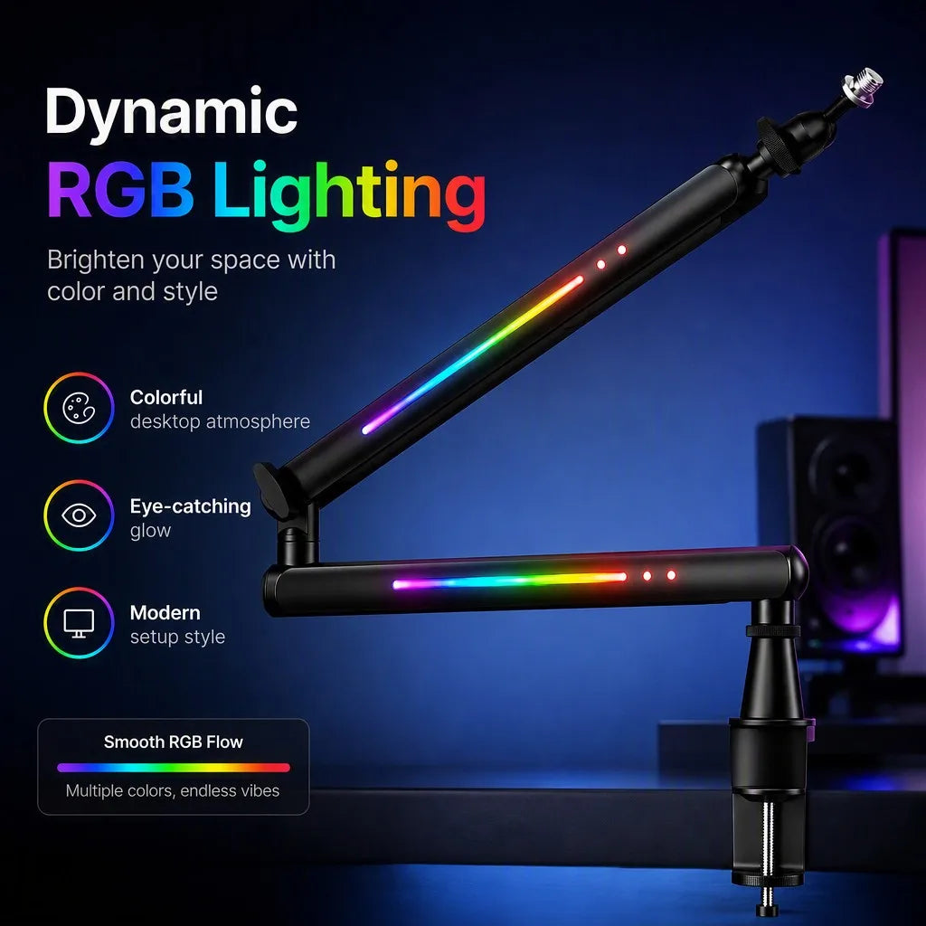 RGB LED Microphone Suspension Boom Arm