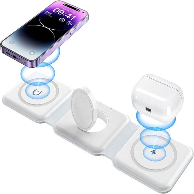 3-in-1 Foldable Mag-Safe Wireless Charging Station for iPhone Apple Watch AirPods