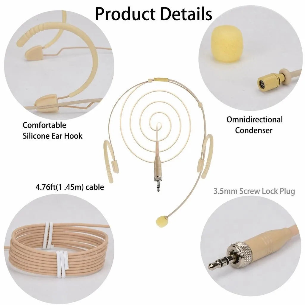 Skin-Tone Dual Ear Headset Mic 3.5mm