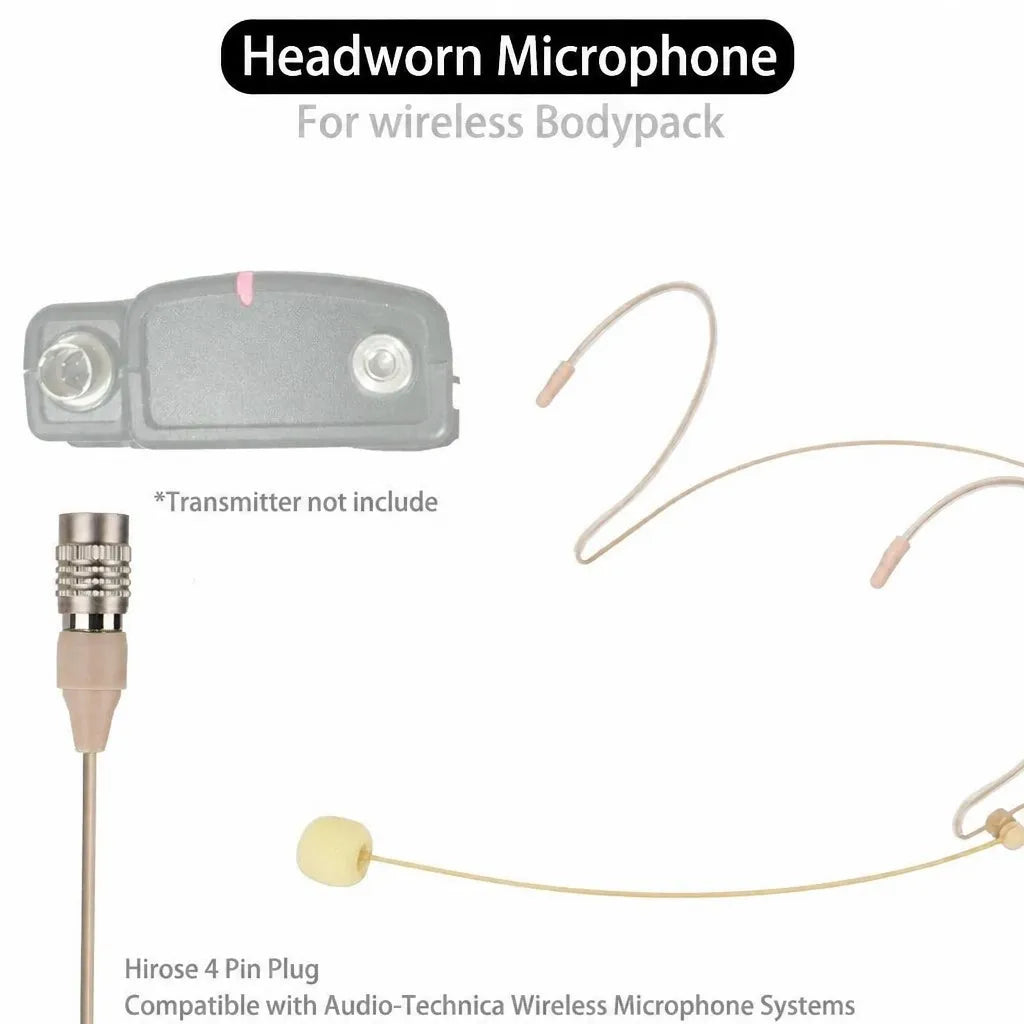 Skin-Tone Dual Ear Headset Mic Hirose 4-Pin