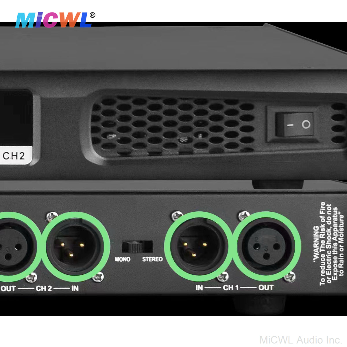 CA6200 2-Channel Digital Power Amplifier 1300W×2@8Ω 3200W×2@4Ω Metal 1U Rack Mount for PA System