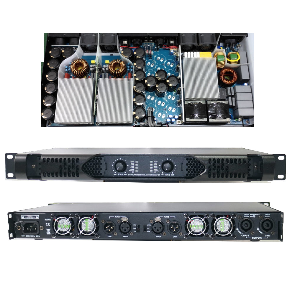 MiCWL 2 Channel 1U Digital Power Amplifier | 4000W Peak, 1800W RMS @4Ω / 1000W RMS @8Ω for Stage, KTV, Bar & Commercial Audio