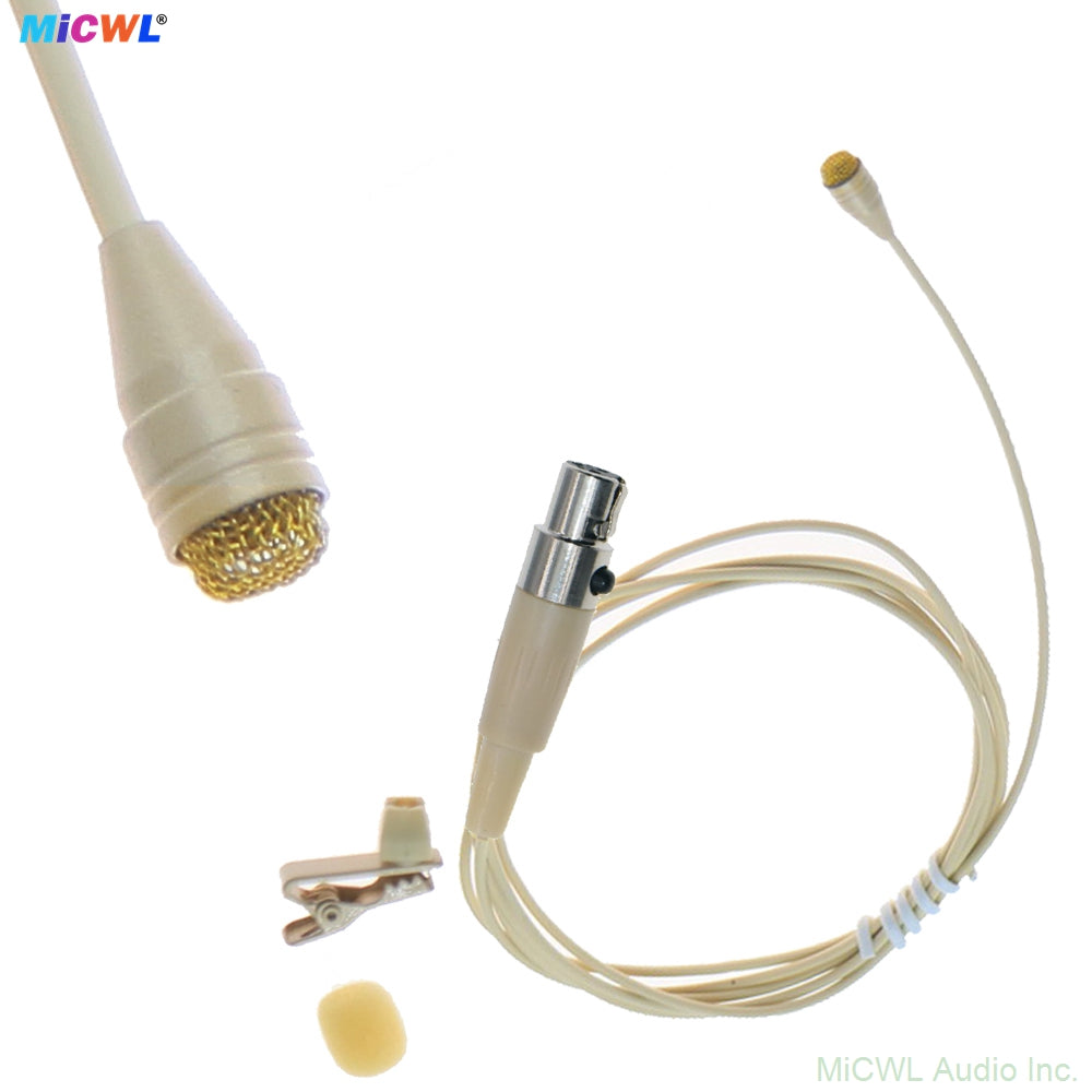 4061 Lavalier Microphone for Shure ULX SLX BLX PGX GLX | TA4F 4 Pin Mini XLR Plug | Omnidirectional Lapel Mic for Wireless Bodypack Transmitter Beige