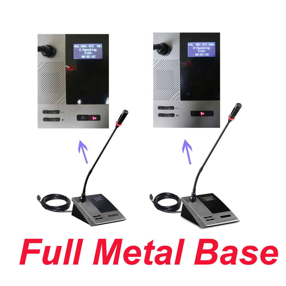 MiCWL A4616 Built-in Speaker 12 Table Wired Microphone Conference Video-Tracking System Discussing Meeting Room Chairman 12 Delegate Mics Set (10pcs-300pcs Can Expanded)