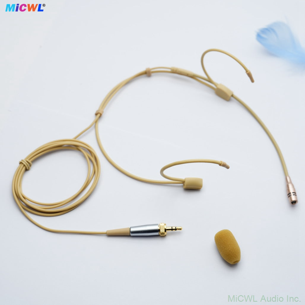 TH53 Beige Cardioid Headset Microphone for Sennheiser/Shure Bodypack Wireless Transmitter (3.5mm Locking / TA4F)