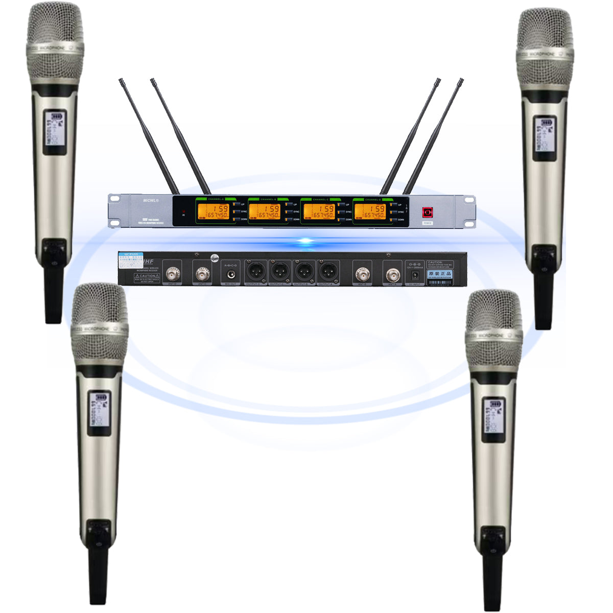 ULXD4Q 400-Channel Digital Wireless Mic System 4x SKM9000 Handhelds and KSM9 Capsules Pro Stage Church School Karaoke & Live Streaming – AES256 Encryption <2ms Latency Dual-Diaphragm Dynamic Mics