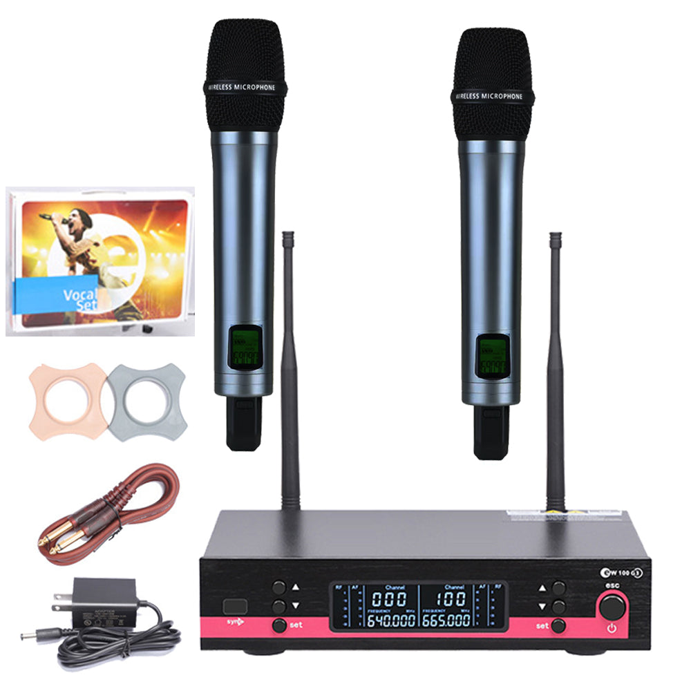 EW100 G3 Professional UHF Wireless Microphone System Dual Handheld Mics 100 Adjustable Frequencies Long-Range Anti-Interference Transmission for Stage Performance, KTV, Live Streaming, DJ, Church & Home Entertainment