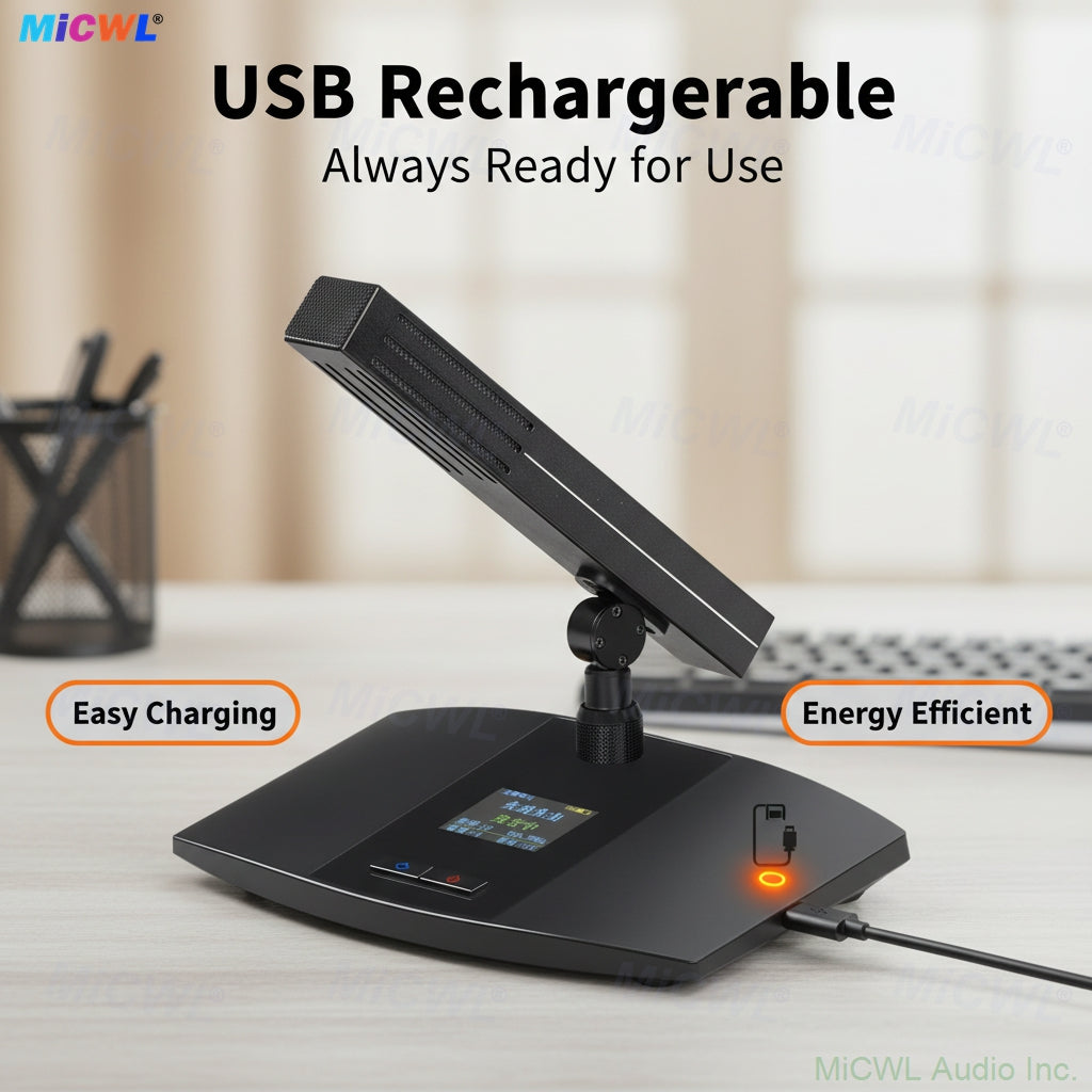 MiCWL A10M A105 Rechargeable Digital Wireless 12 Microphone Conference System – 12 Mics, 1 Chairman + 11 Delegates