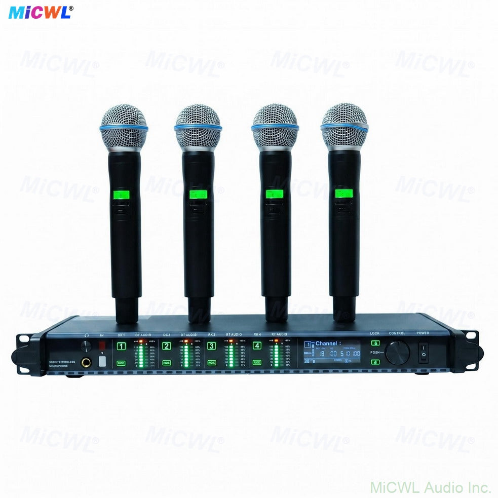 Pro AD4Q 4-Channel Wireless Microphone System with 4× Beta58 Handheld Metal Mics Long Range