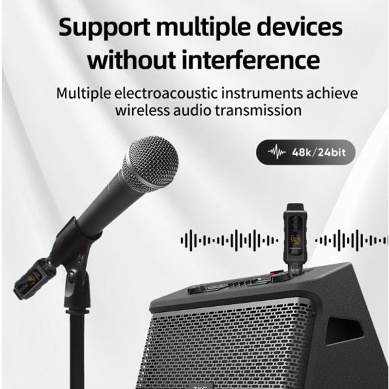 2.4G Wireless XLR Transmitter Receiver System for Dynamic Microphone Guitar