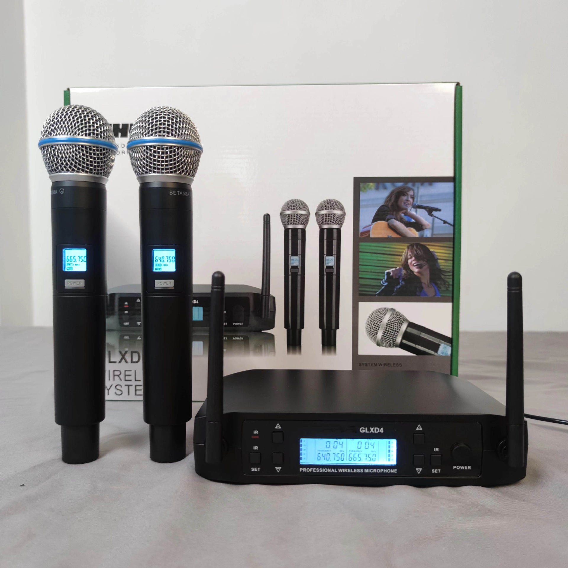 Professional GLXD4 UHF Wireless Microphone System - Dual Handheld Mics
