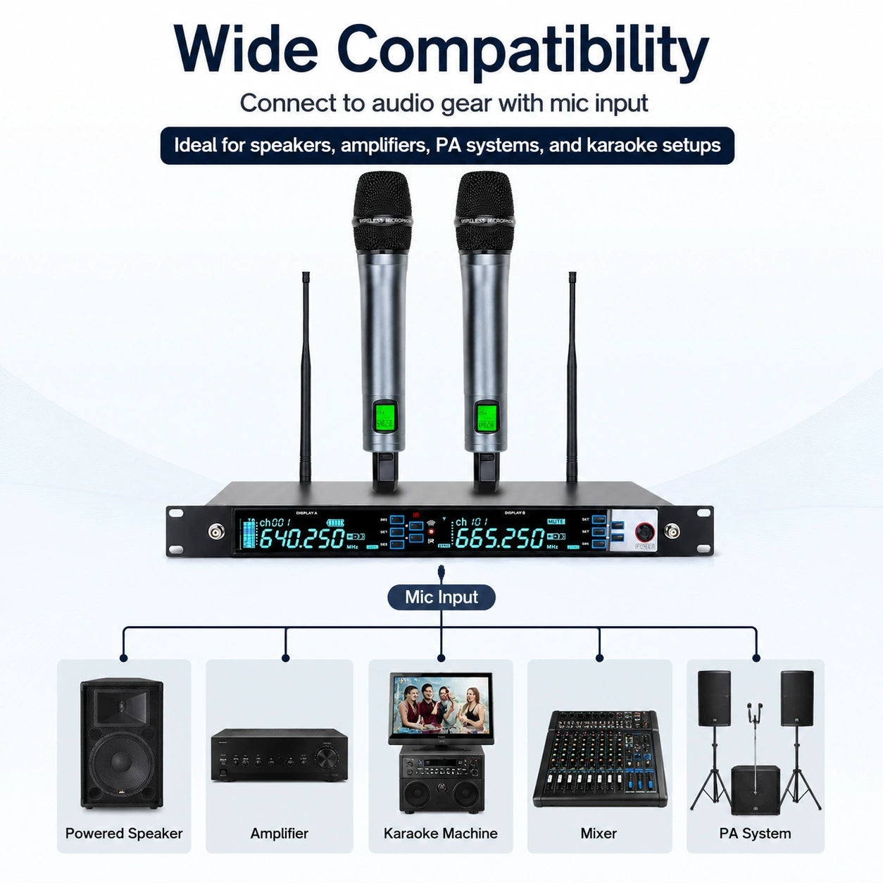 UHF True Diversity Dual Wireless Microphone