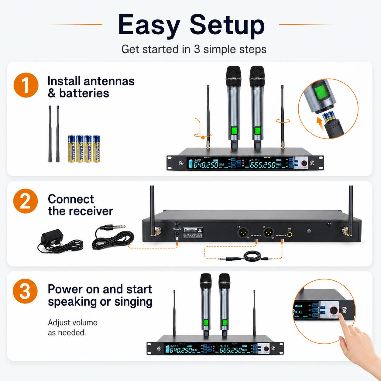 UHF True Diversity Dual Wireless Microphone