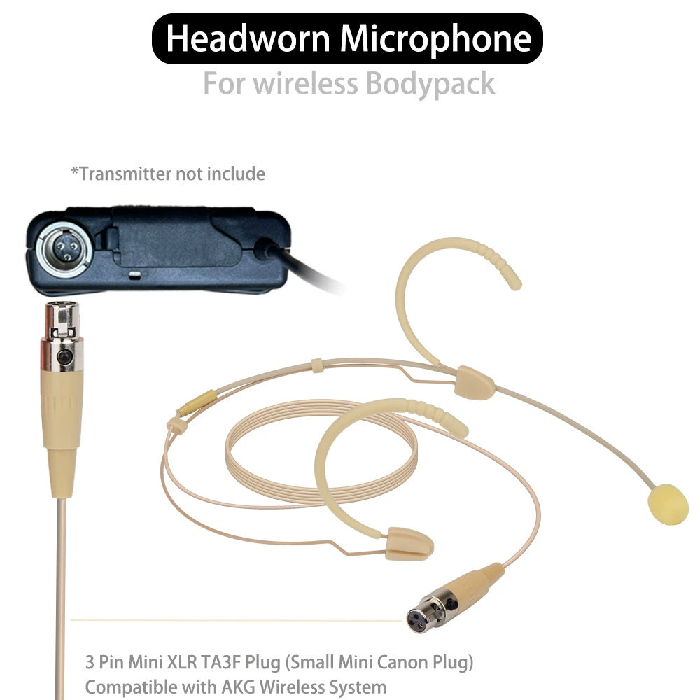 Skin-Tone Dual Ear Headset Mic 4-Pin Mini XLR AKG