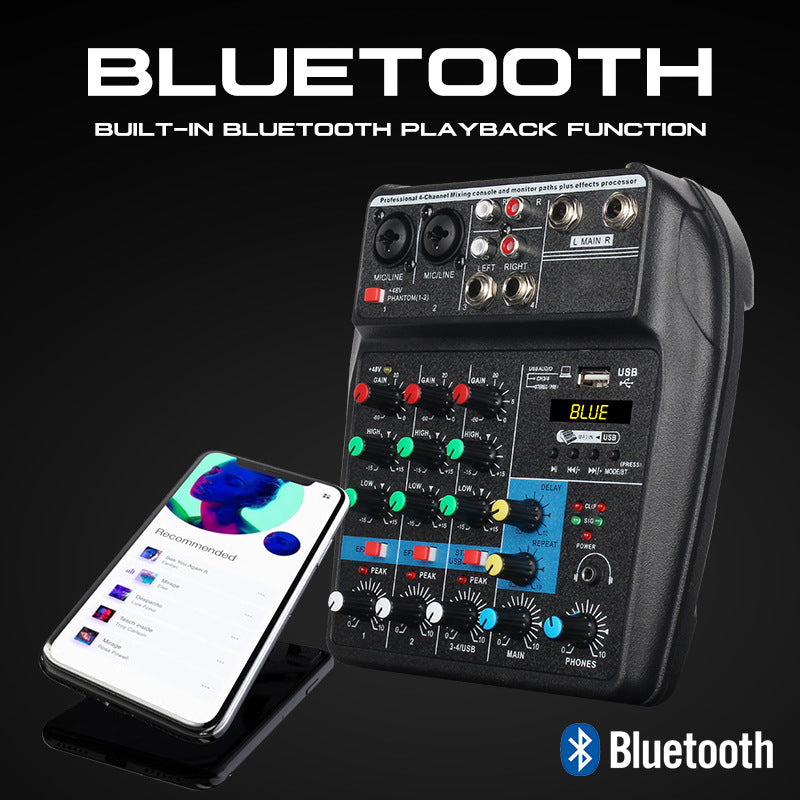 AG-04 4-Channel Live Streaming Audio Mixer Sound Card with Reverb