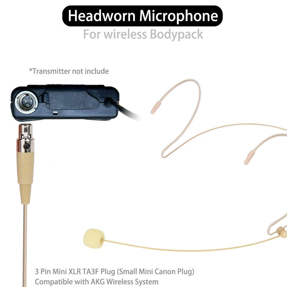 Skin-Tone Dual Ear Headset Mic 4-Pin Mini XLR AKG