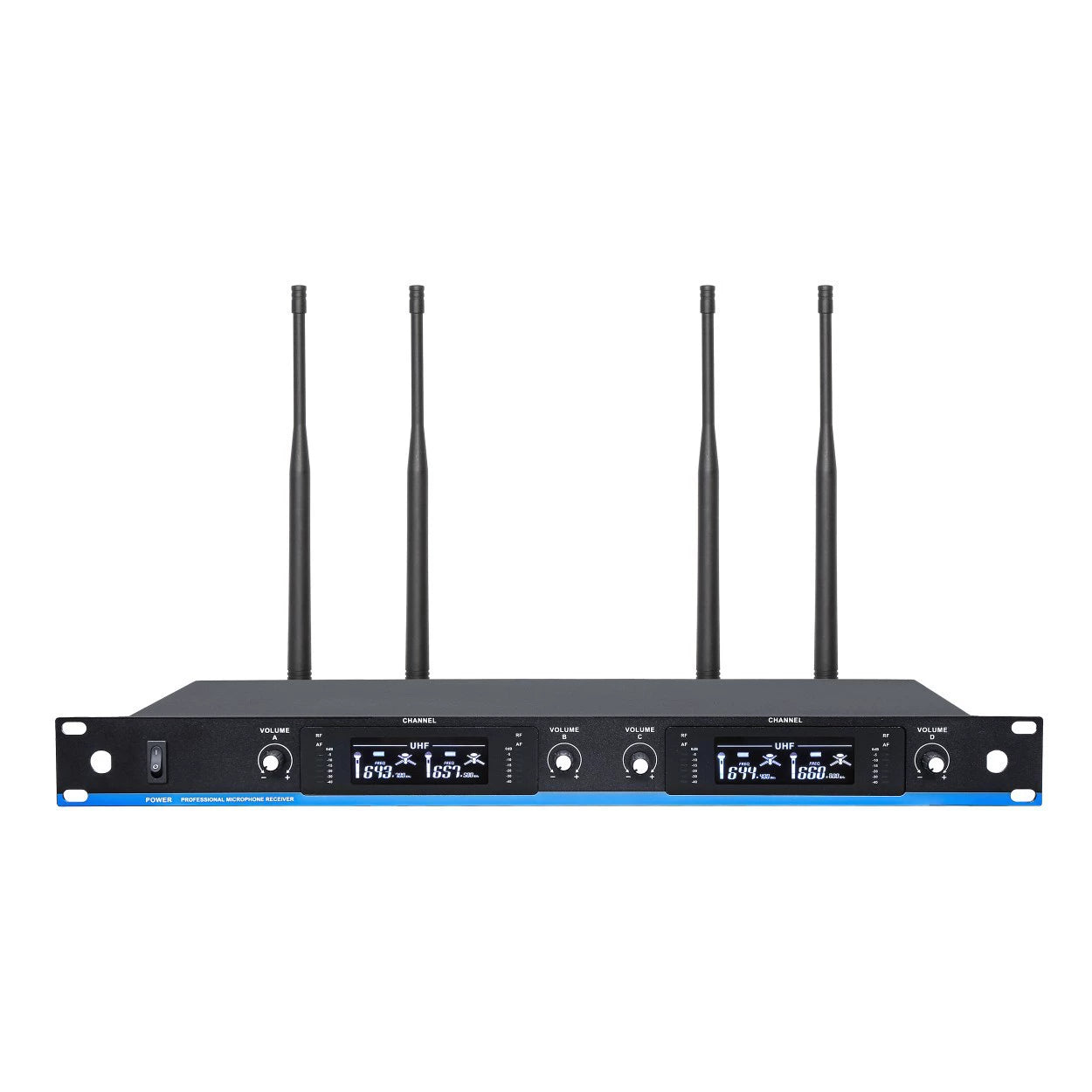 KZE U6600 UHF 4-Channel Wireless Handheld Microphone System for Karaoke & Stage