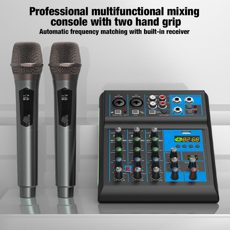 4-Channel Bluetooth Mixing Console with DSP Reverb for Karaoke Recording