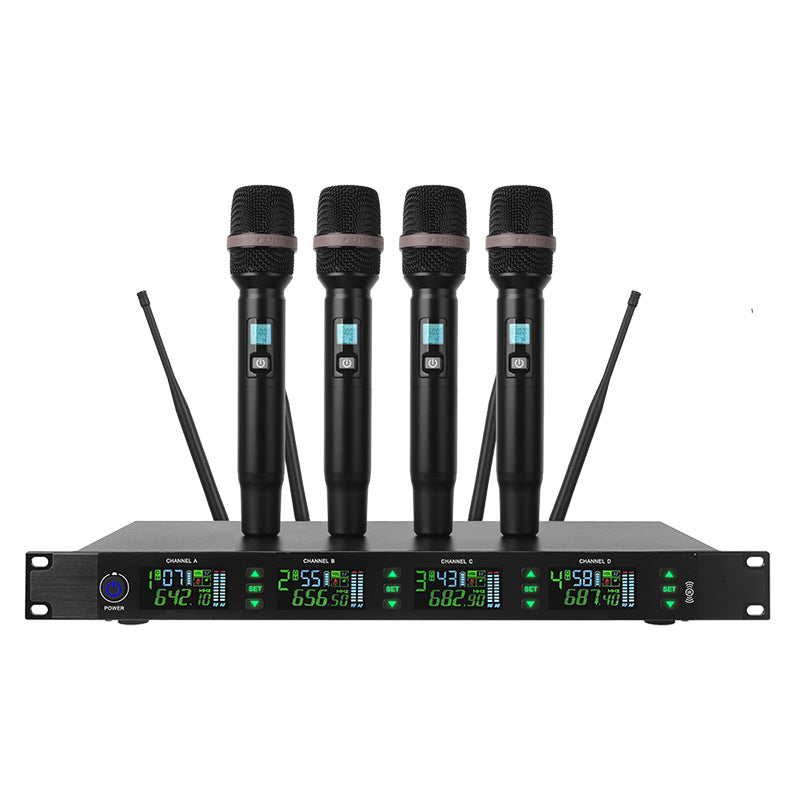 R-0507 All-Metal 4-Channel UHF Wireless Microphone System 1-to-4
