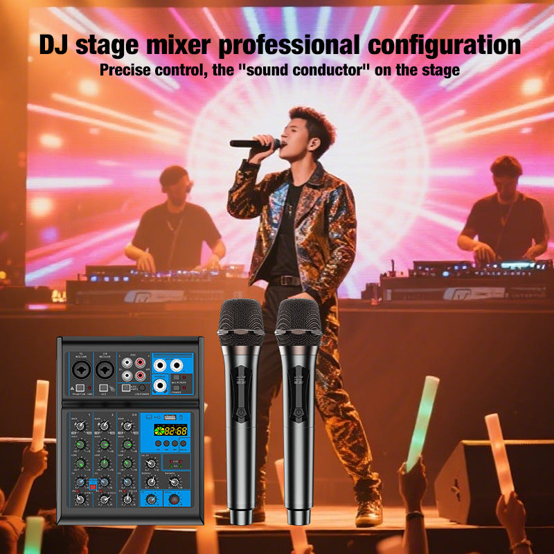 4-Channel Bluetooth Mixing Console with DSP Reverb for Karaoke Recording