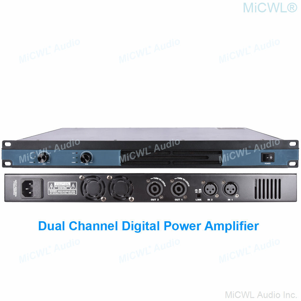 CA6200 Professional 2 Channel 2600W Digital Power Amplifier 1U Rack Mount for Stage Concert PA