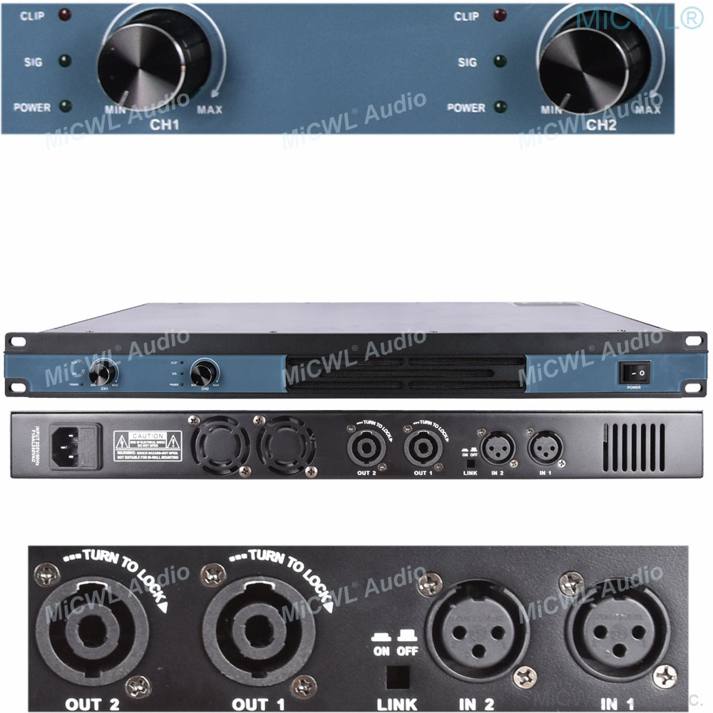 CA6200 Professional 2 Channel 2600W Digital Power Amplifier 1U Rack Mount for Stage Concert PA