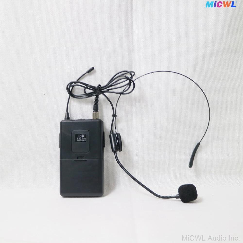 Brand New 1 to One Headset Lapel Wireless Microphone System Backpack Transmitter With Lavalier HeadMic Rechargeable 6.35mm Plug - MiCWL Audio Inc