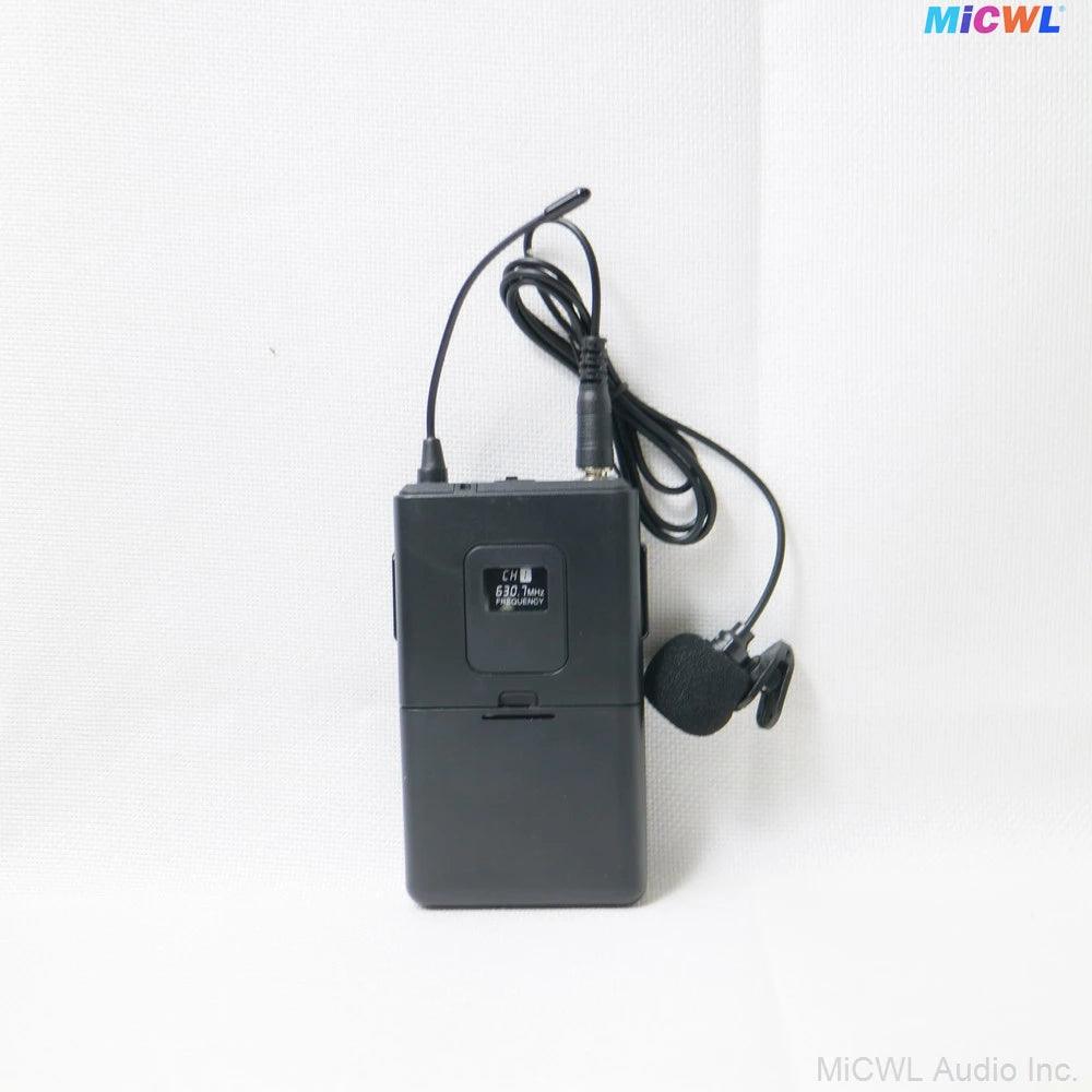 Brand New 1 to One Headset Lapel Wireless Microphone System Backpack Transmitter With Lavalier HeadMic Rechargeable 6.35mm Plug - MiCWL Audio Inc