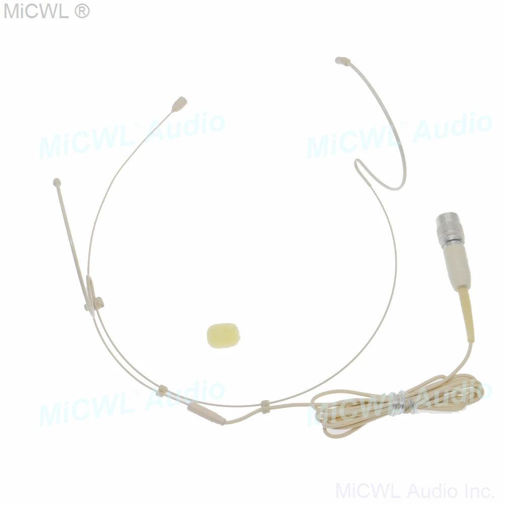 Beige Omni Capsule Head Hook Headset Microphone For Audio Technica ATW Series Wireless Hirose 4Pin AT4 - MiCWL Audio Inc